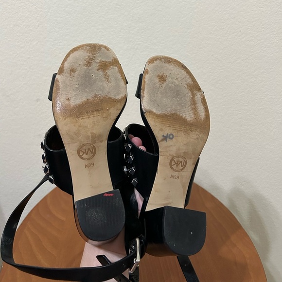 Michael Kors Valencia Black Studded Women's Block Heel Sandals Business Sz 6.5 - Picture 11 of 11